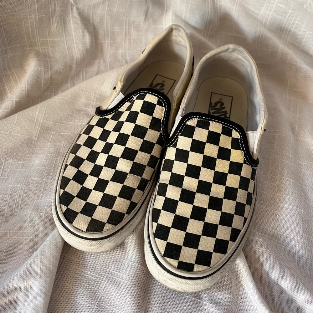Vans Black and White Checkerboard Slip-Ons